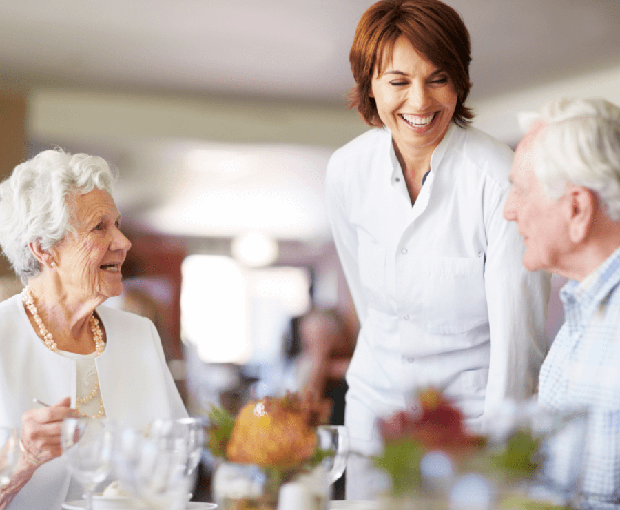 Seniors dining in the dining room
