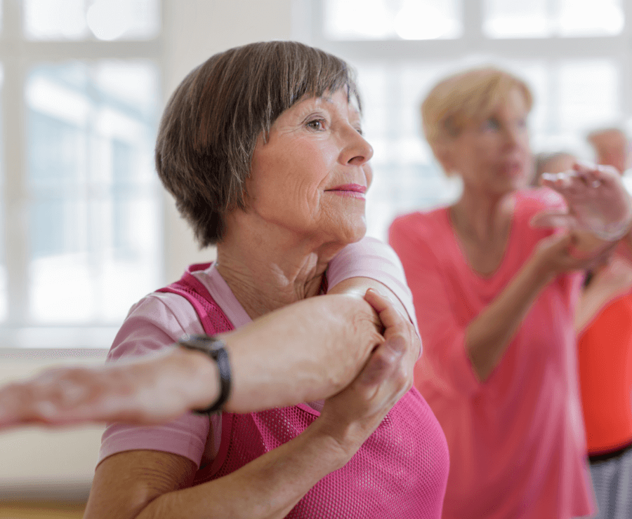 Senior woman stretching